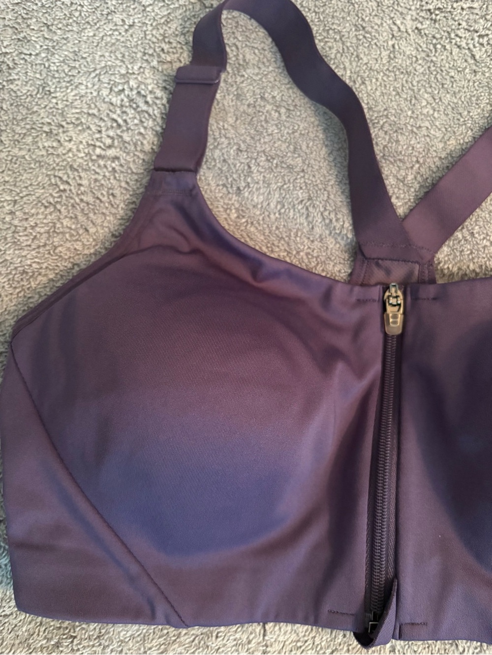 All In Motion Purple Sports Bra 36B Front Zipper Adjustable Straps Padded - Picture 3 of 9